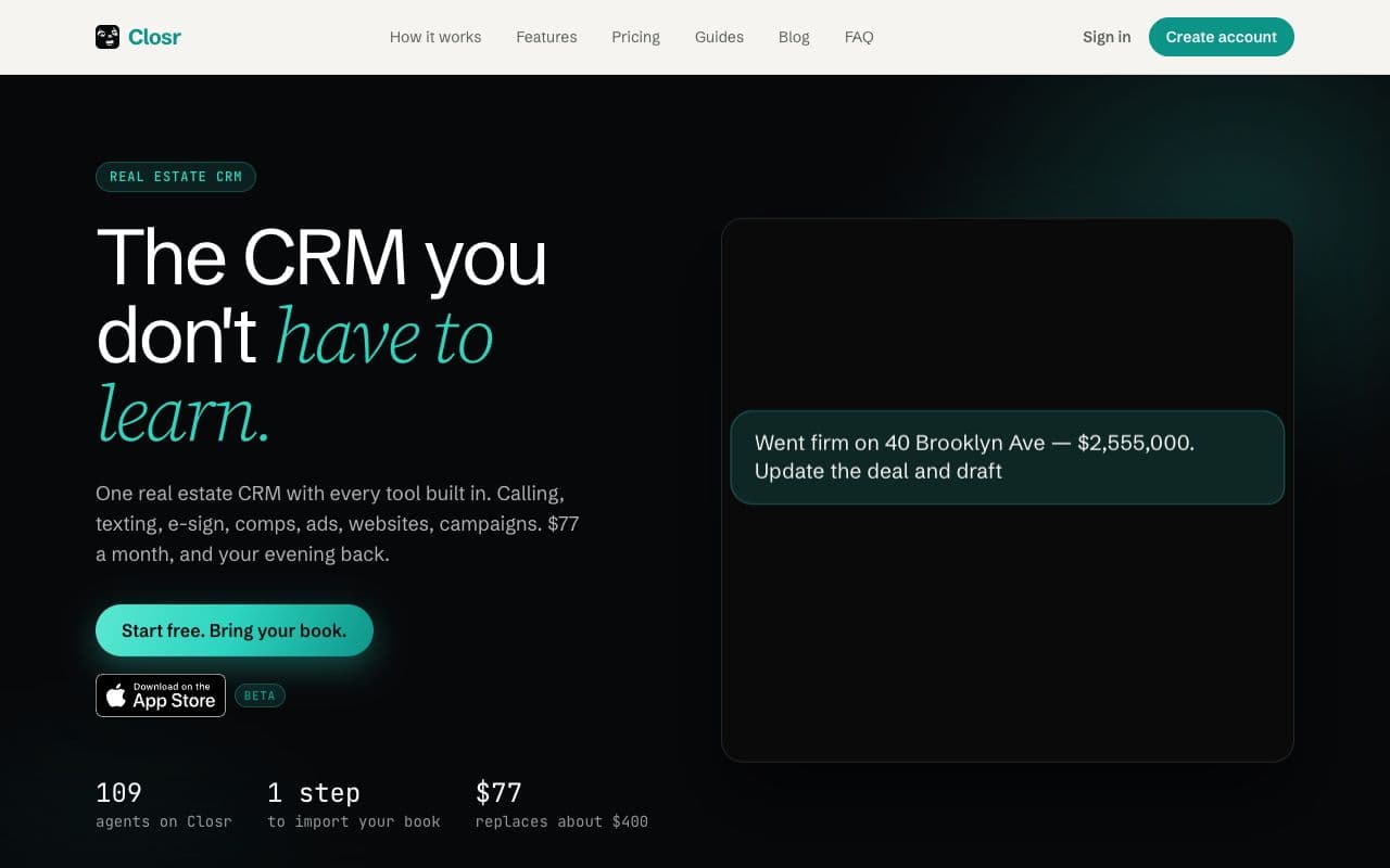 Closr on desktop
