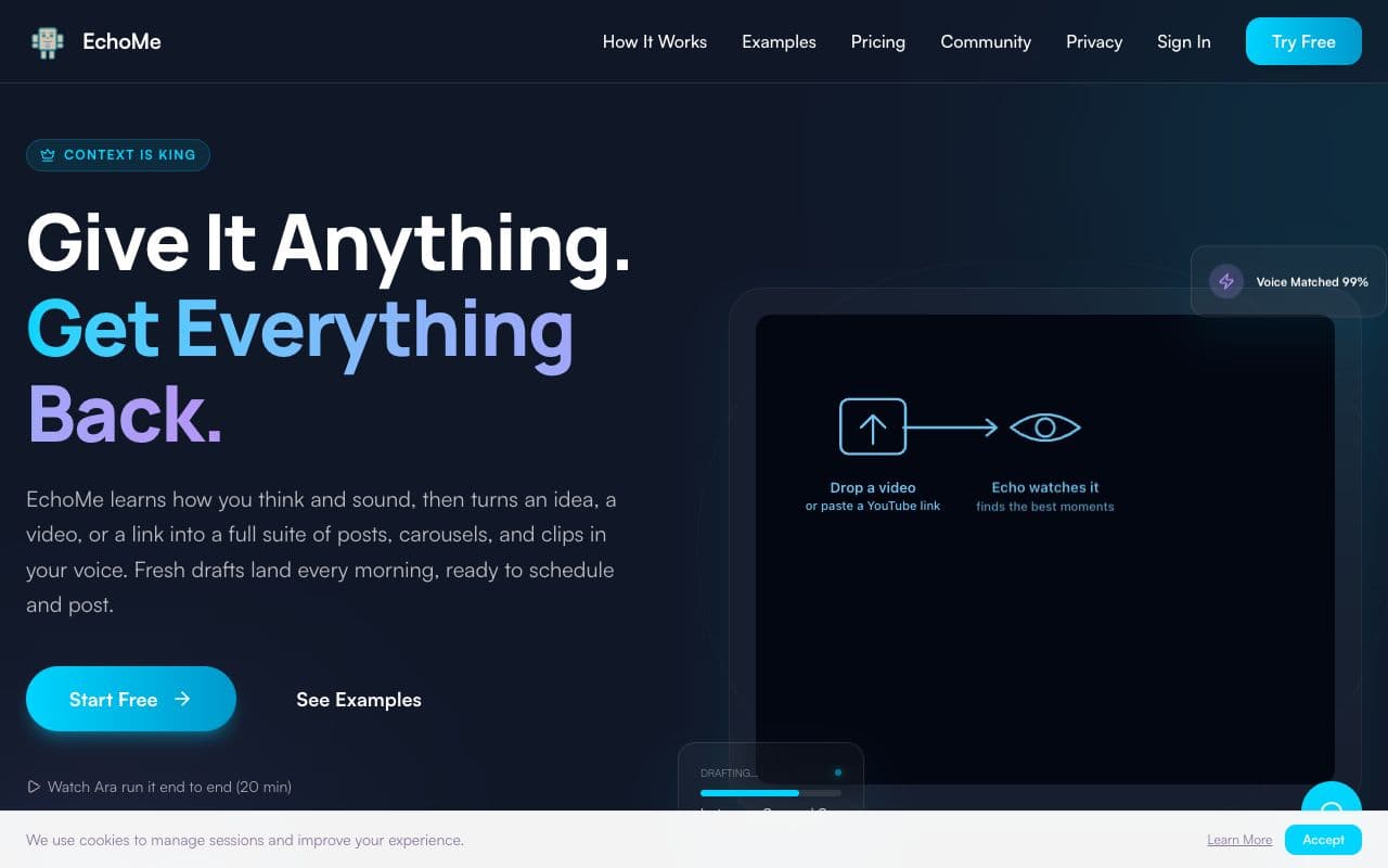 EchoMe on desktop